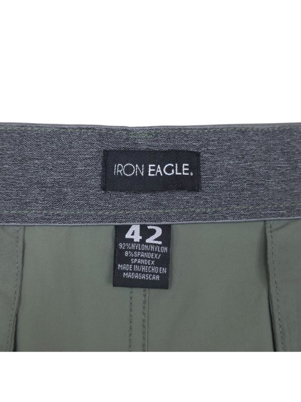 Iron Eagle Mens Stretch Nylon Blend Shorts Size 42 Zippered Pocket Cactus Green - Picture 4 of 8